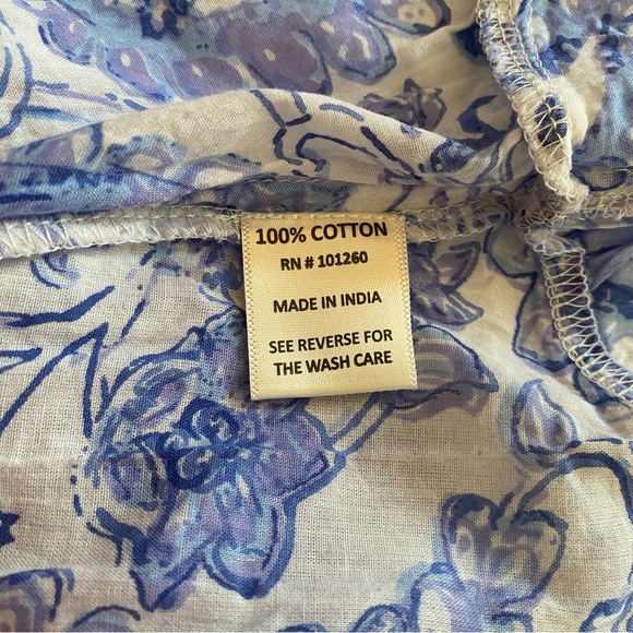 TRUE DESTINATIONS Flutter Sleeve M Dress Floral Paisley Cruise Pool Coverup Blue - Picture 6 of 10